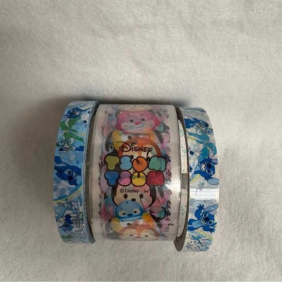 Set of 3 STITCH Plastic Tape Rolls Tsum Tsum Wide Clear Tape Disney Japan - Picture 2 of 8